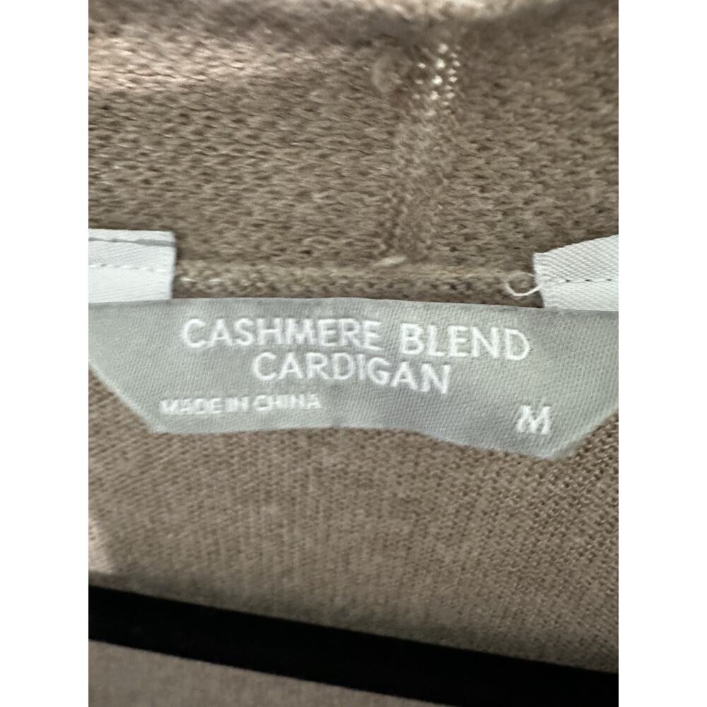 CASHMERE Blend Cardigan Long Sleeve Tan Size M Lightweight Soft Beige - Picture 4 of 6